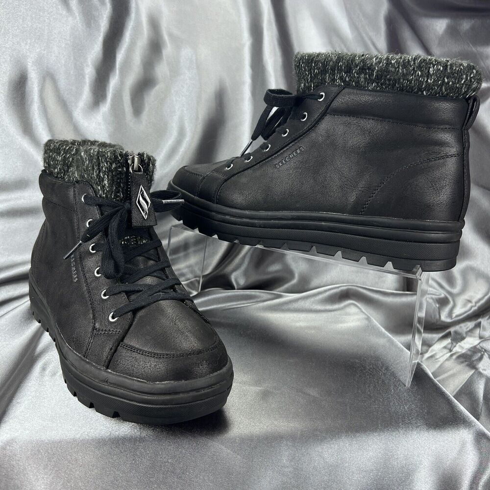 Skechers Women's 11 Boots Street Cleats Chill Days Chunky Black #167278 Winter